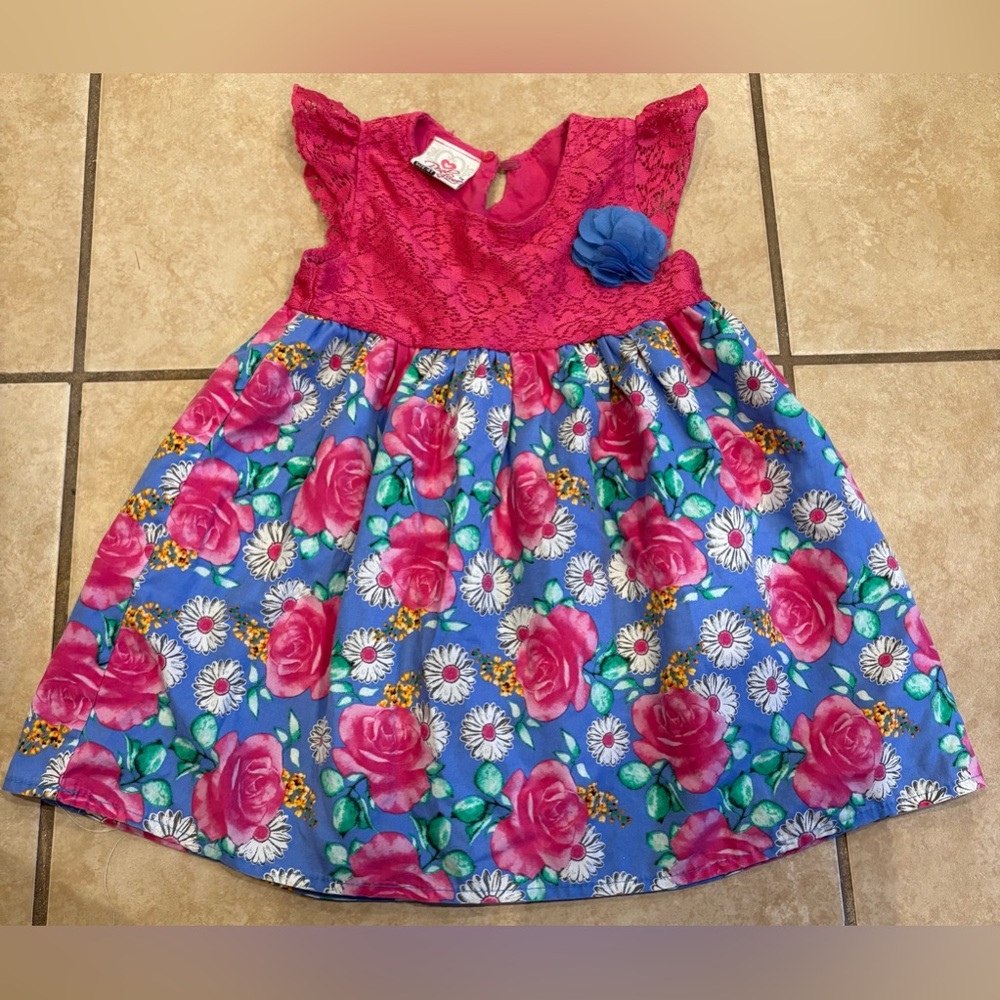 Real Love Pink Floral Sleeveless Dress. Size: 4T